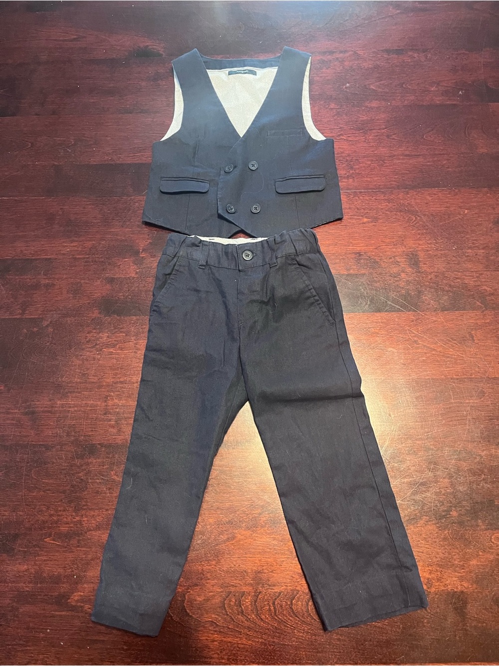 Autograph Boys' navy blue  Dress Pants and Vest Set